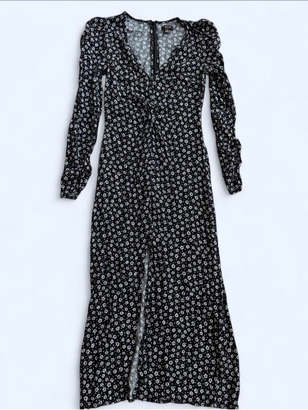 AFRM Black and White Floral V-Neck Maxi Dress